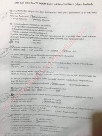 Atatürk İlkeleri ve İnkilap Tarihi Çalışma Soruları