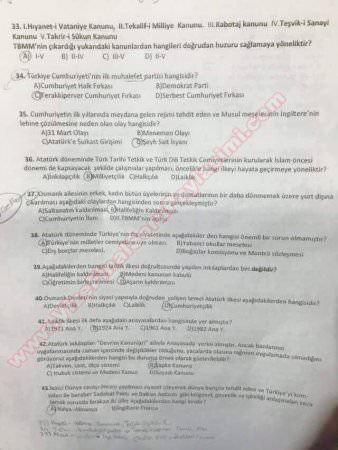 Atatürk İlkeleri ve İnkilap Tarihi Çalışma Soruları