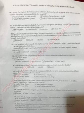 Atatürk İlkeleri ve İnkilap Tarihi Çalışma Soruları