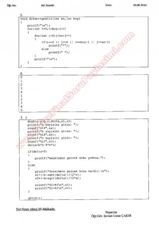 Görsel Programlama -1 Final Soruları ve Cevapları