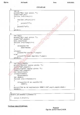Görsel Programlama -1 Final Soruları ve Cevapları
