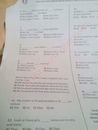 Ortak Dersler Final Soruları