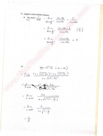 Matematik -1 Vize Soruları