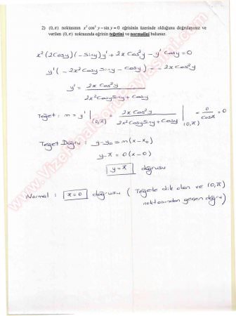 Matematik -1 Vize Soruları