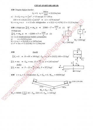 Dinamik Dersi Vize Soruları ve Cevapları -2010