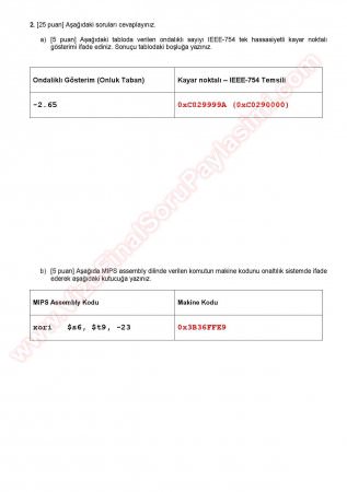 Bilgisayar Yapısı Final Soru Ve Cevapları