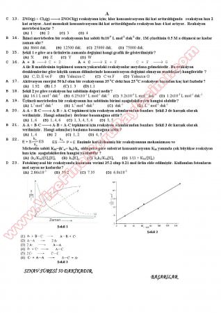 Fiziksel Kimya -3 Vize Soruları