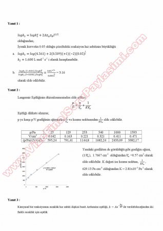 Fiziksel Kimya -3 Final Soruları ve Cevapları