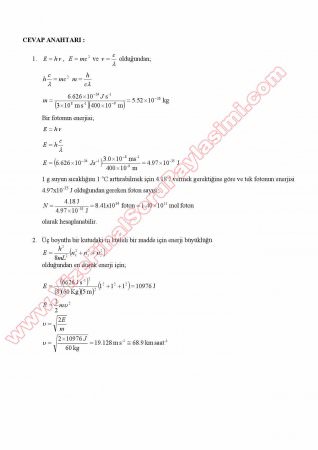 Kuantum Kimyası Vize Soruları ve Cevapları