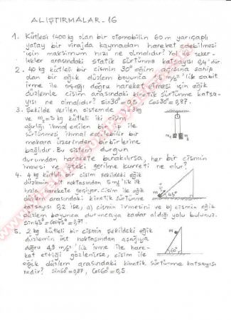 Fizik Alıştırma Soruları