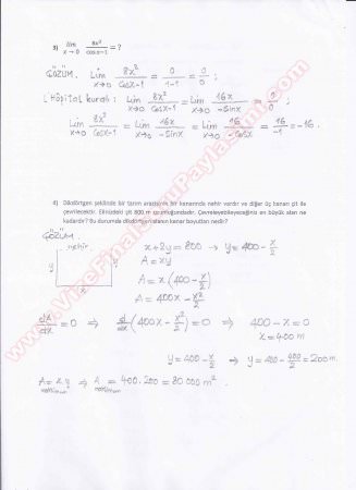 Matematik 1 Final Soruları -2013