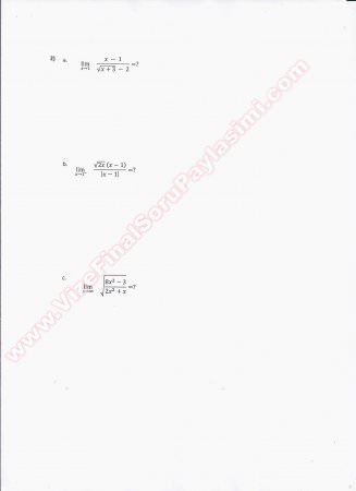 Matematik 1 Vize Soruları -2013