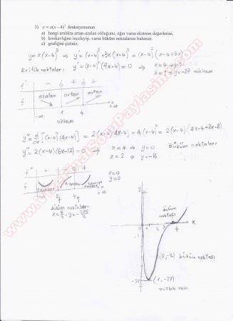 Matematik 1 Final Soruları -2012