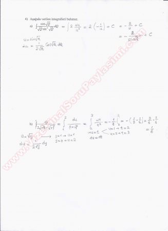 Matematik 1 Final Soruları -2012