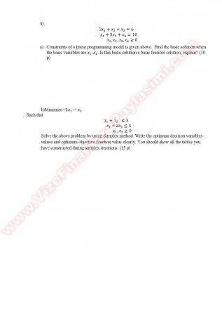 Operations Research Midterm Questions