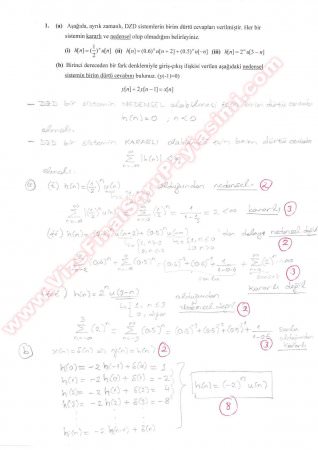 Sinyaller Ve Sistemler Final Soruları Ve Çözümleri