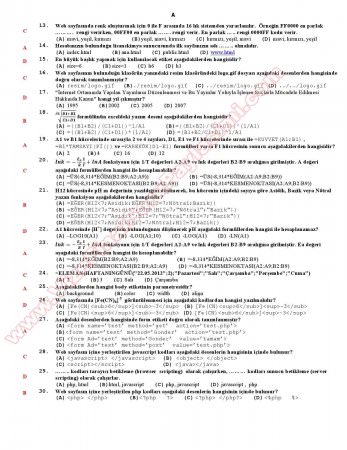 Kimyacılar İçin Bilgisayar Final Soruları -2012