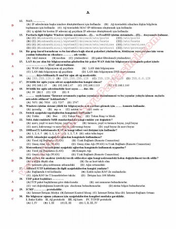 Bilgisayar Ağları ve Uyg. Vize Soruları -2012