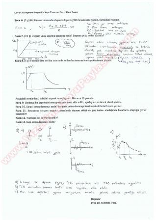 Depreme Dayanaklı Yapı Tasarımı Final Soruları