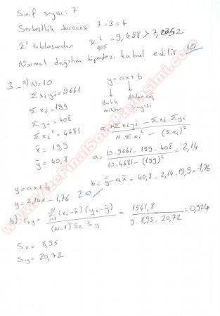 İstatistik Bütünleme Soruları -2012