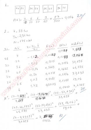 İstatistik Bütünleme Soruları -2012