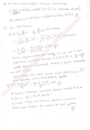 İstatistik Final Cevapları -2015