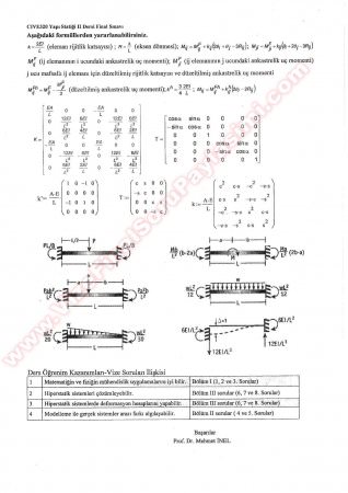 Yapı Statiği 2 Final Soruları Ve Cevapları  2015