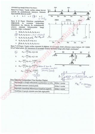 Yapı Statiği 2 Vize Soruları Ve Cevapları  2015