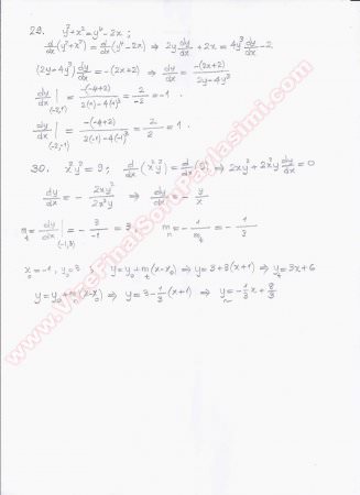 Matematik 1 Alıştırmalar 2