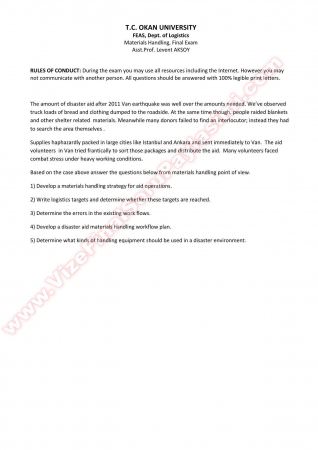 Malzeme Elleçleme Final Soruları