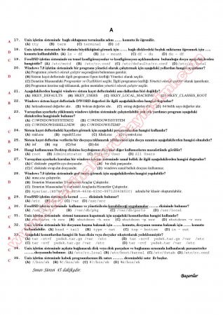 İşletim Sistemleri ve Uyg. Final Soruları -2014