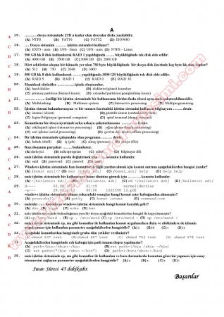 İşletim Sistemleri ve Uyg. Vize Soruları -2013