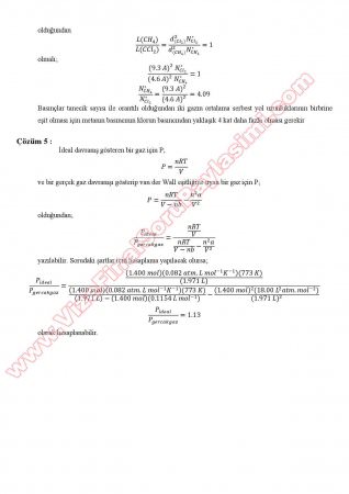 Fiziksel Kimya -1 Final Soruları ve Çözümleri