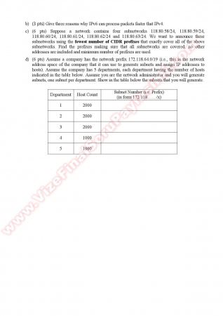 Computer Networks Final Questions - Fall 2010