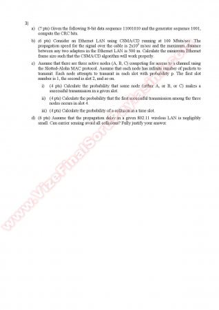 Computer Networks Final Questions - Fall 2010