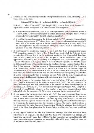 Computer Networks Midterm Questions - Fall 2010