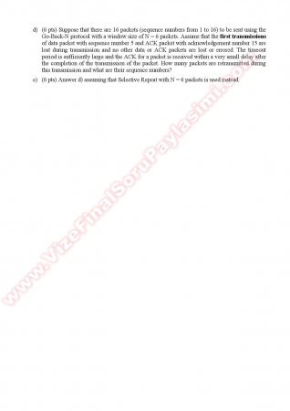 Computer Networks Final Questions - Fall 2011