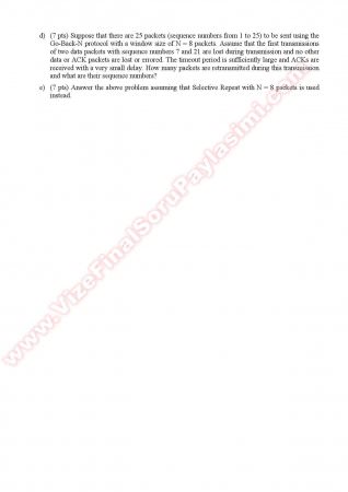 Computer Networks Final Questions - Spring 2011