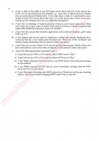 Computer Networks Midterm Questions - Fall 2011