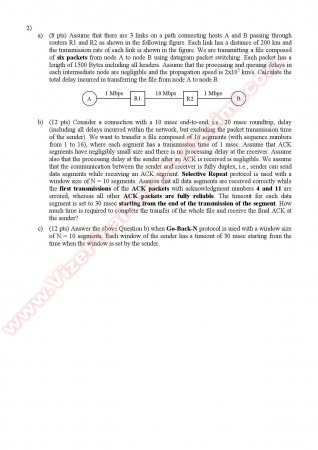 Computer Networks Midterm Questions - Fall 2011
