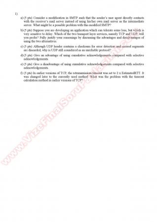 Computer Networks Midterm Questions - Spring 2011