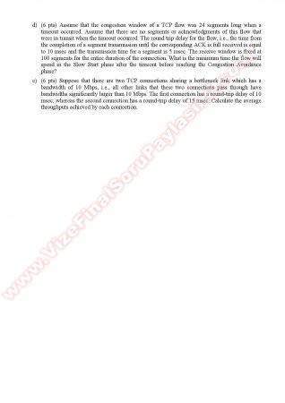 Computer Networks Midterm Questions - Spring 2011