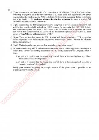 Computer Networks Final Questions - Spring 2012