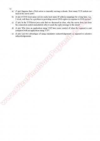 Computer Networks Midterm Questions - Fall 2012