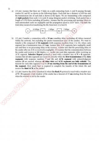 Computer Networks Midterm Questions - Fall 2012