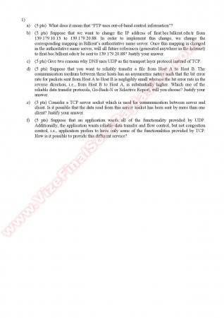 Computer Networks Midterm Questions - Spring 2012