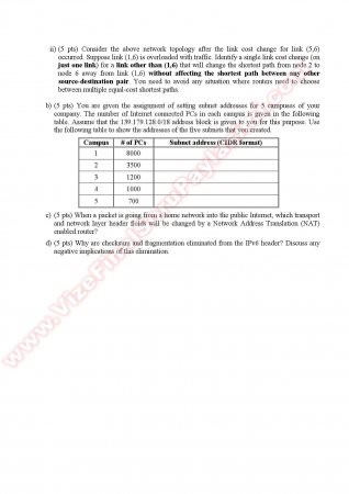 Computer Networks Final Questions - Spring 2013