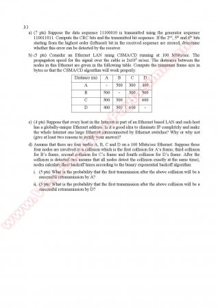Computer Networks Final Questions - Spring 2013