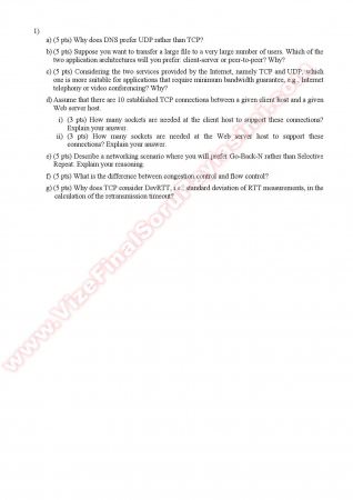 Computer Networks Midterm Questions - Fall 2013
