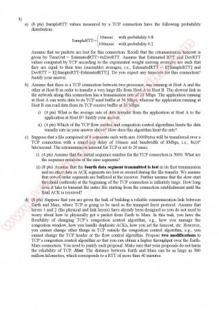 Computer Networks Midterm Questions - Fall 2013